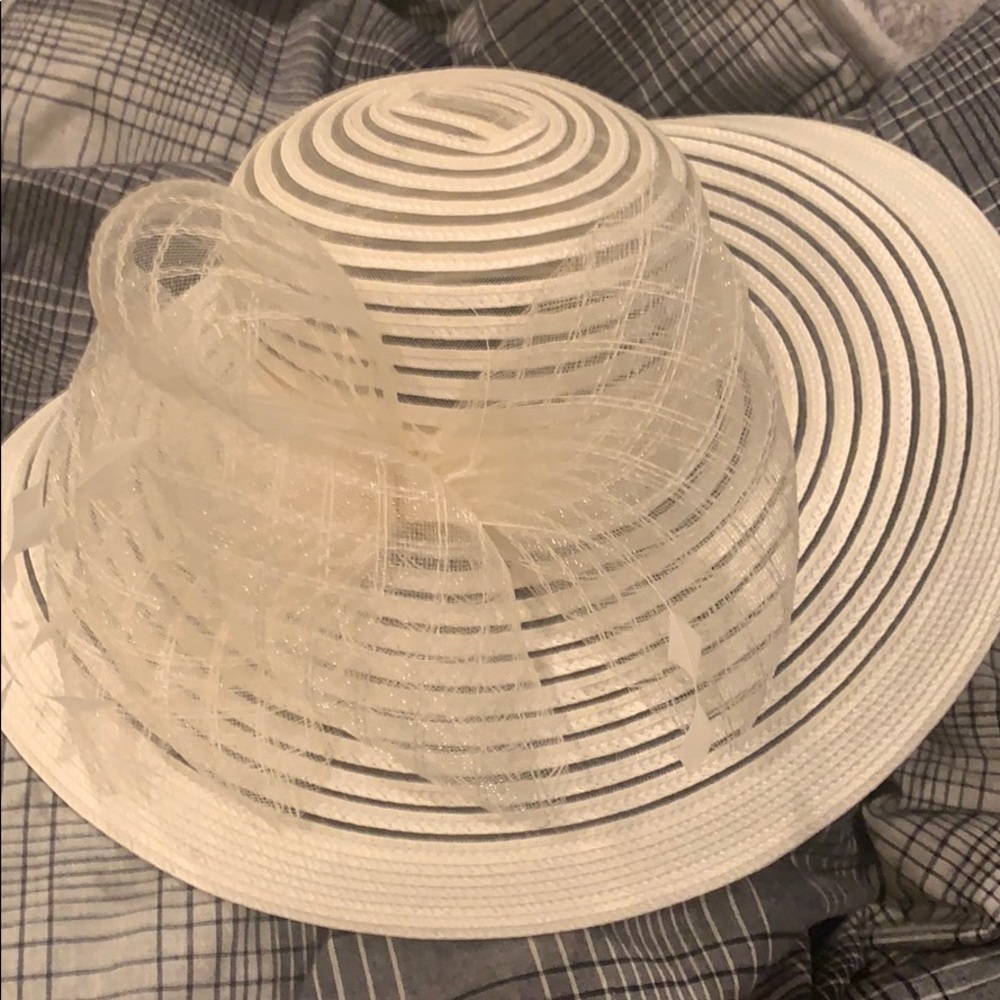 White derby hat with bow - Horse racing sun hat